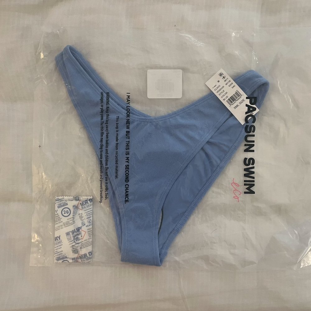 PacSun Eco Blue Katrina Terry Scoop High Cut Bikini Bottom